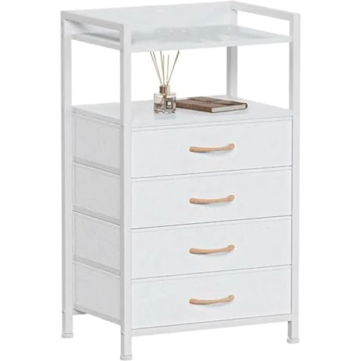 GarveeLife Kommode Schrank 4 Stoffschubladen Aufbewahrungsschrank Für Schlafzimmer Wohnzimmer Flur, Komodenschrank Schubladenschrank, 41x29x83.5Cm – Bild 1
