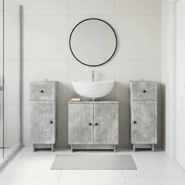 vidaXL 3-teiliges Badezimmer-Schranksystem EDE 3 stk. Betongrau 3417984