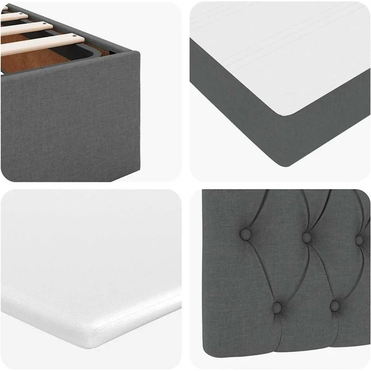 vidaXL Ottoman-Bett mit Matratze Dunkelgrau 120x190 cm Stoff 3311526 – Bild 11