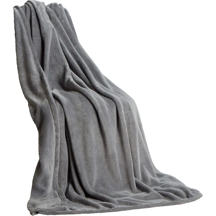 Wohndecke Quebec Kuscheldecke Tagesdecke Fleece weich 150x200cm grau, CelinaTex, allergikergeeignet,bügelfrei,flauschig,kuschelweich,mollig warm