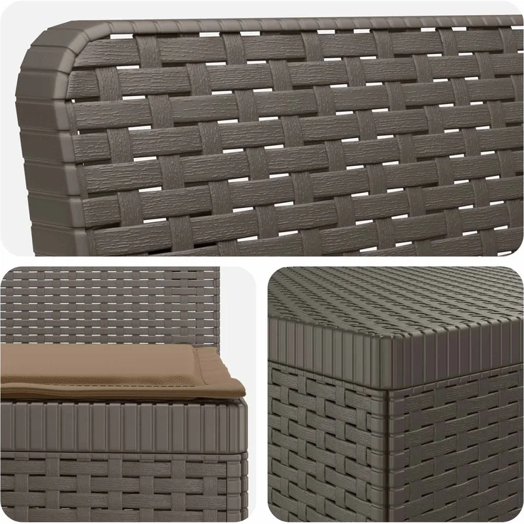 vidaXL 6-Sitzer Garten Sofa mit Kissen Rattan Look PP Hellgrau 3444120 – Bild 7