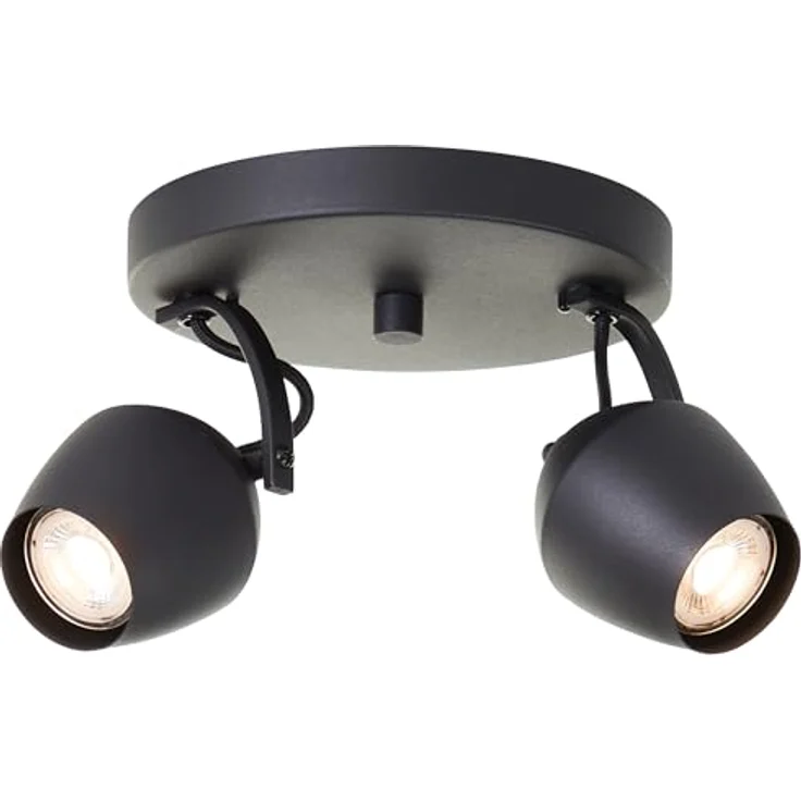 BRILLIANT LED Deckenspot Schwarz, Deckenlampe mit 2x GU10 LED Leuchtmitteln, 700 Lumen, 3000 Kelvin Warmweiß für Flur, Schlafzimmer & Wohnzimmer – Bild 1