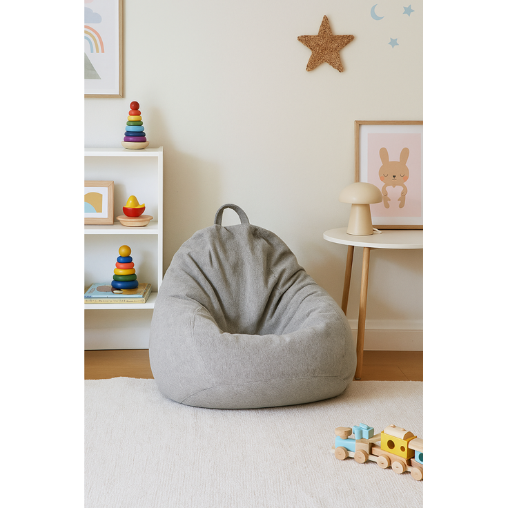 AD.CON Sitzsack mit Füllung, Hellgrau, 70 x 80 x 50 120L, EPS-Perlen – Bild 6
