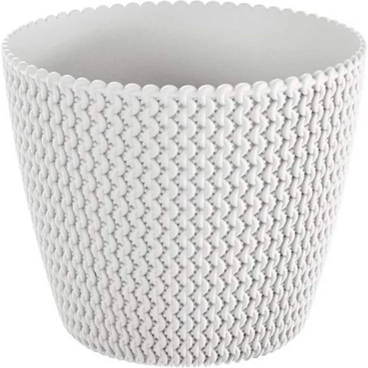 zanvic Blumentopf splofy 2, Effekt Gestrick, 22 cm, weiß, 22 x 22 x 18 cm, za543
