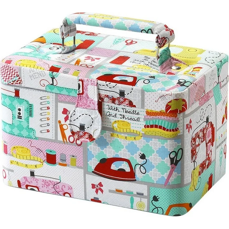 Kobolo Nähkorb Nähkästchen rechteckig multicolor mit Griff (Multicolor) – Bild 5