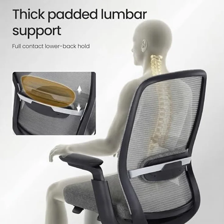 COLAMY Atlas Ergonomischer Bürostuhl Mesh, Schreibtischstuhl mit 4D-Armlehnen, Schiebesitz, Lendenstütze, Hoher Rückenlehne für Homeoffice,Dunkelgrau – Bild 5