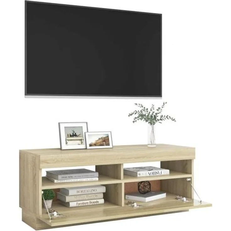 vidaXL TV-Schrank mit LED-Leuchten Sonoma-Eiche 100x35x40 cm 804457 – Bild 9