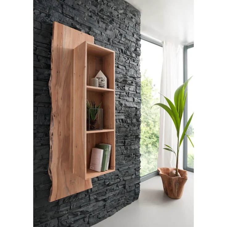 Wandregal Akazie 50x22x147 natur lackiert PURE ACACIA #101 – Bild 8