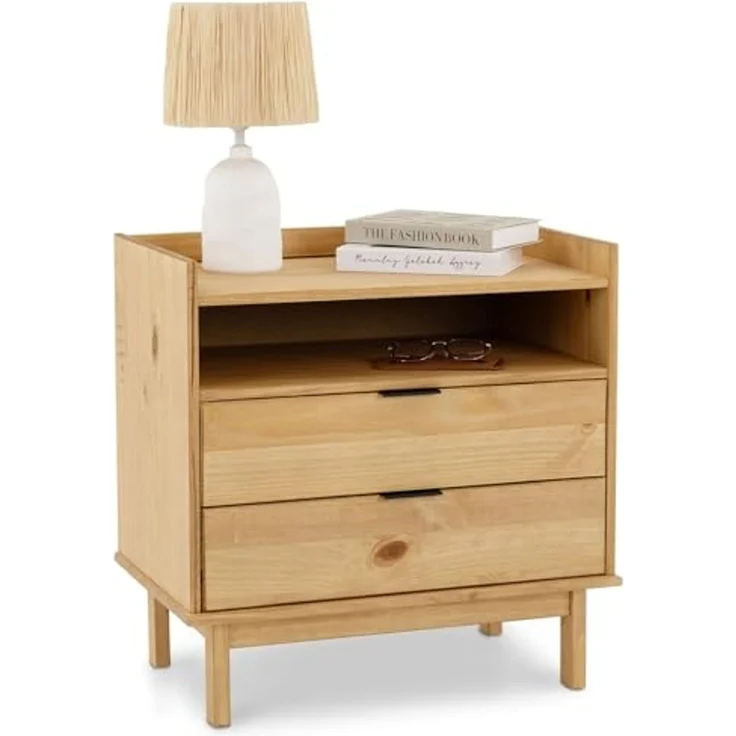 IDIMEX Nachtkommode TEPERA, Nachtkommode mit 2 Schubladen und Ablage aus Massivholz Gebeizt – Bild 2