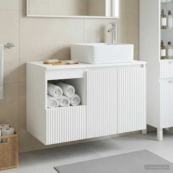 vidaXL Badezimmerschrank-Set 2 stk. Hochglanz Weiß 79,5 x 41 x 80 cm 3404048 – Bild 1