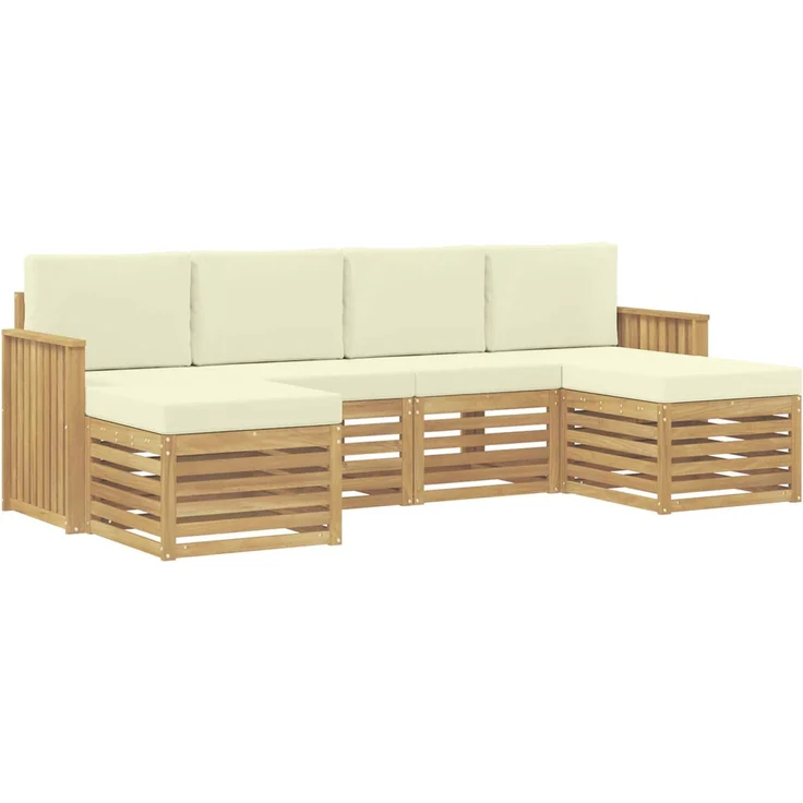 vidaXL Outdoor-Sofagarnitur 6 stk. 6-Sitzer Weiß und Creme Polyester 3392270 – Bild 2