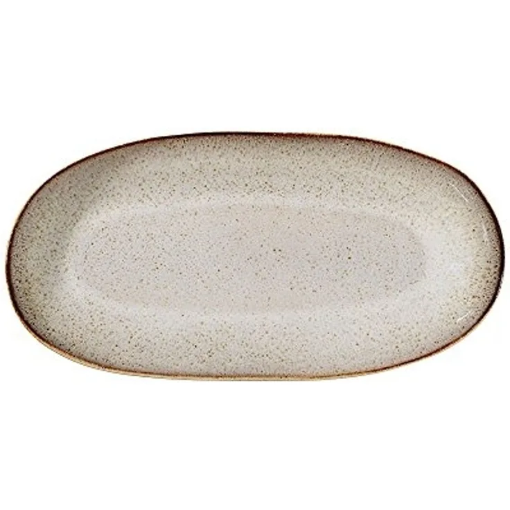 Bloomingville Sandrine Servierplatte grau 34x16 cm Keramik großer ovaler Speiseteller Essteller