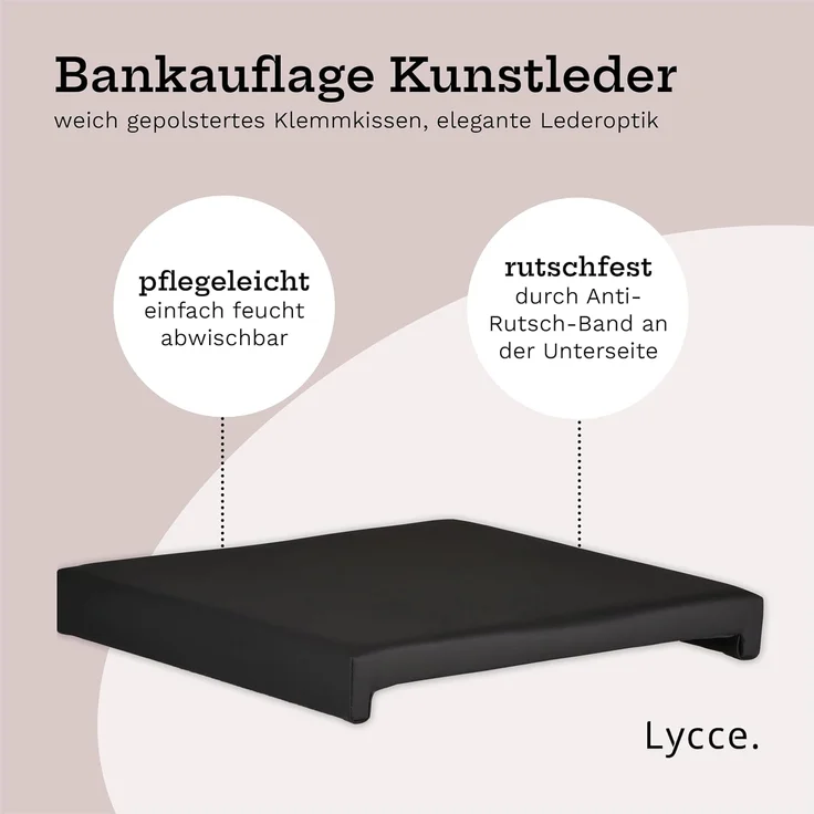 Lycce Bankauflage Klemmkissen Sitzkissen mit 2 Leisten, 37cm Klemmtiefe, Kunstleder, (1 St), hochwertiger Bezug in vielen Farben – Bild 2