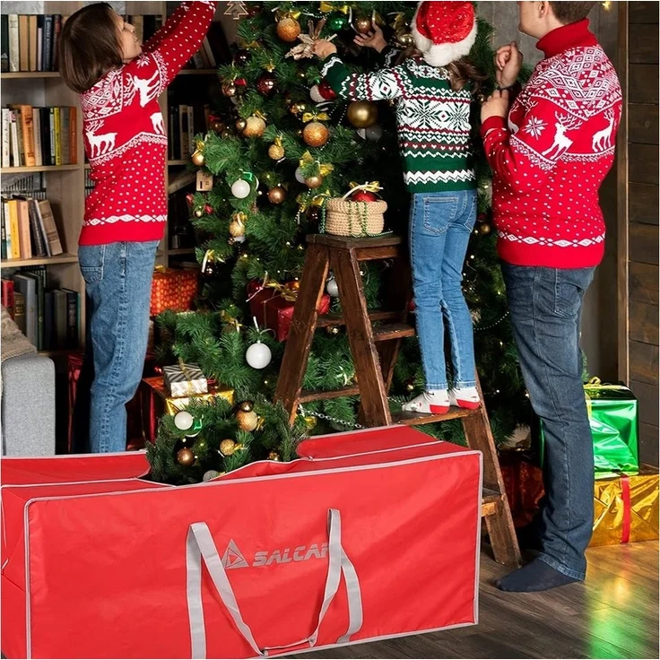 Salcar Künstlicher Weihnachtsbaum Aufbewahrungstasche für Weihnachtsbaum bis zu 240 cm, Transporthülle, 130 x 40 x 50 cm Aufbewahrungstasche, Reißfest, Wasserdicht – Bild 3