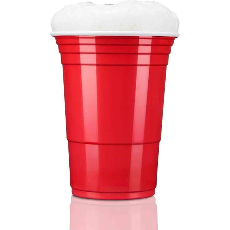 TRESKO Partybecher, 100 Stück, 12 Bälle, Polypropylen rot, 473 ml – Bild 2