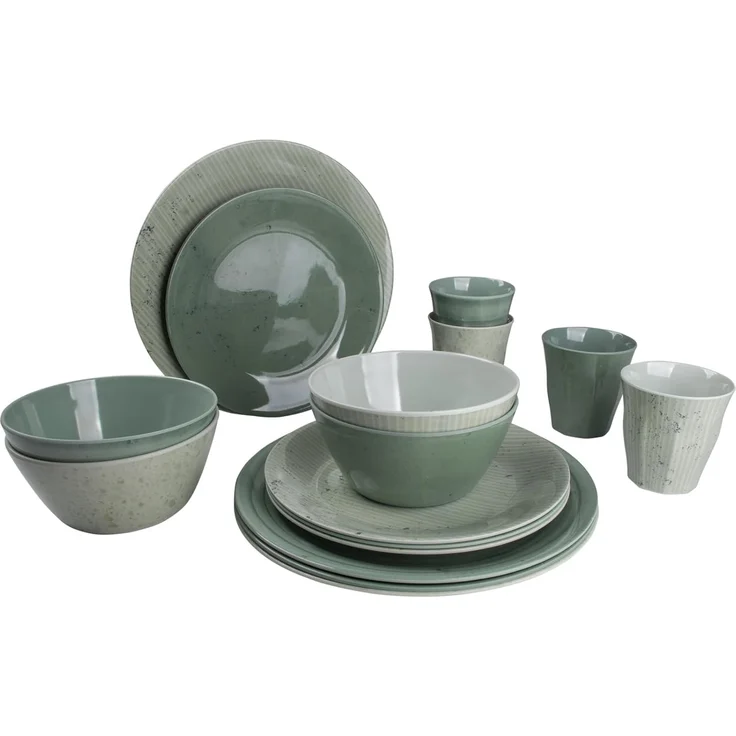 Bo-Camp Geschirr-Set Melamin Campinggeschirr Set Mix&Match, Melamin, Essgeschirr Teller Becher 16tlg