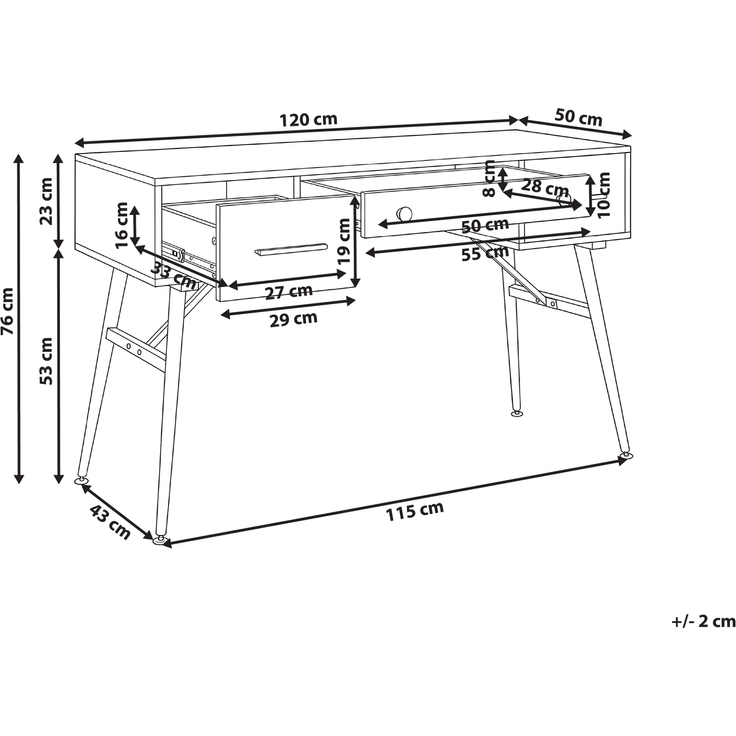Schreibtisch MARFLA Weiß 120 cm 50 cm – Bild 2