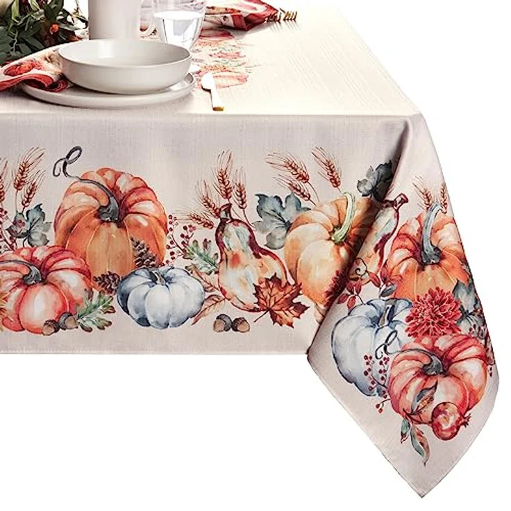 Elrene Home Fashions Botanical Harvest Kürbis-Tischdecke, 132,1x177,8 cm, rechteckig – Bild 2