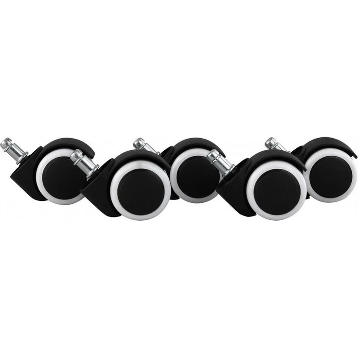 AMSTYLE 5er Set gebremste Hartbodenrollen schwarz/weiß 11mm/Durchmesser 50mm – Bild 1