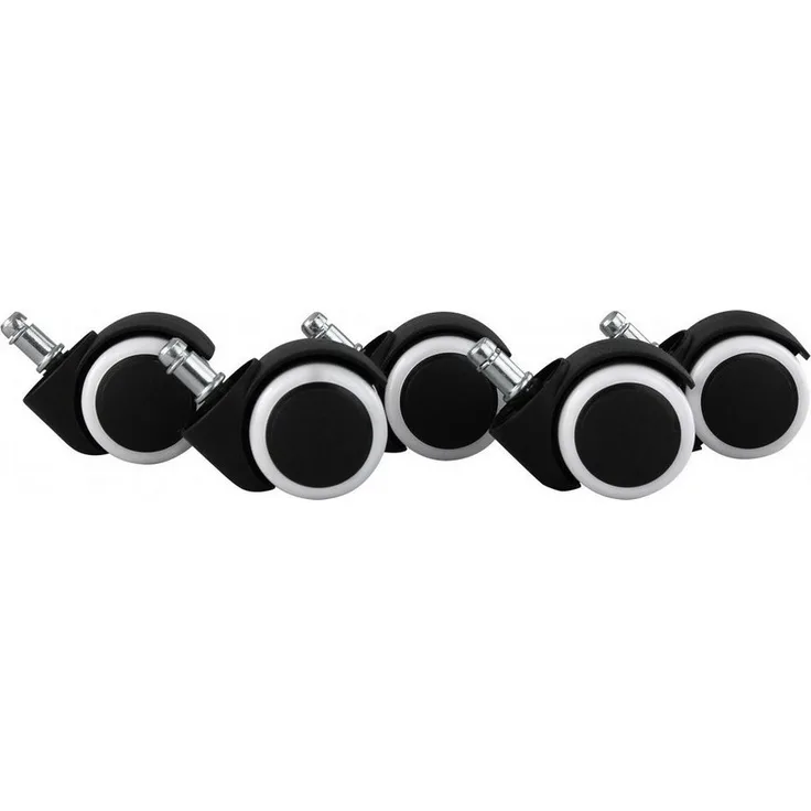 AMSTYLE 5er Set gebremste Hartbodenrollen schwarz/weiß 11mm/Durchmesser 50mm