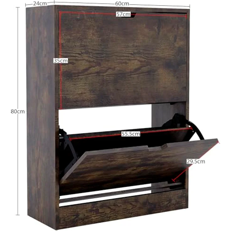 Vida Designs Schuhschrank, Dunkles Holz, 80H x 60W x 24D – Bild 3