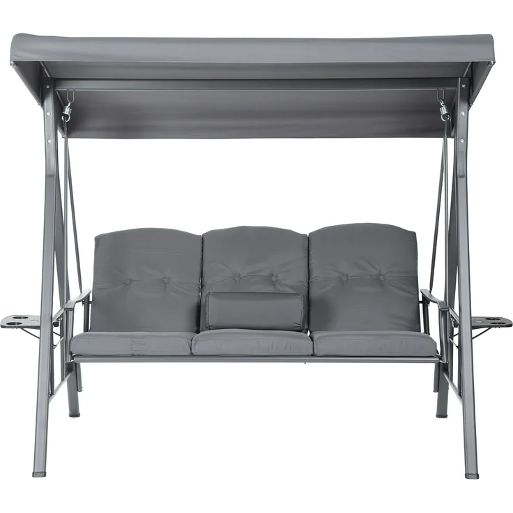 HOME DELUXE 'DESCANSO' Hollywoodschaukel, Stahl/ Polyester grau, 198 x 115 x 195 cm – Bild 11