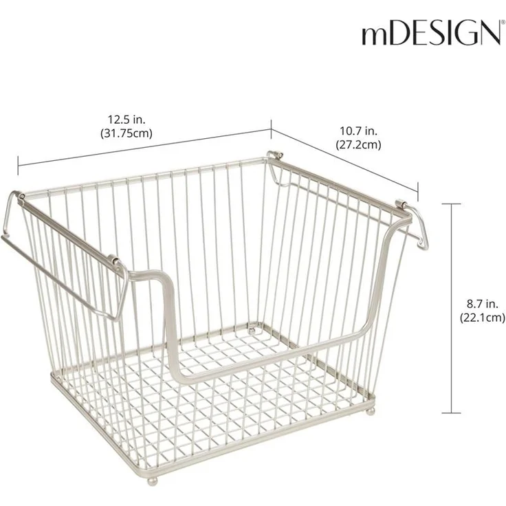 mDesign Ablagebox Gitterbox Drahtkorb Aufbewahrung 6er Set Metall Mattsilber – Bild 2
