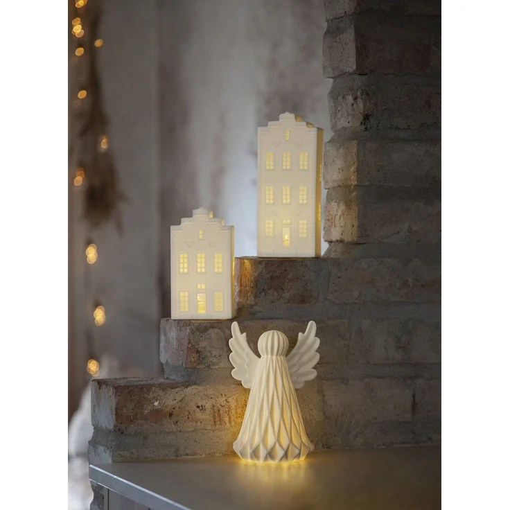Leuchtender Engel Vinter Keramik Weihnachtsleuchte H 19cm