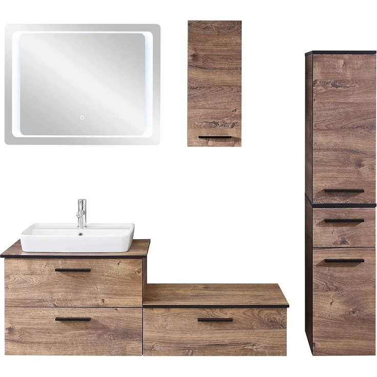 Pelipal Quickset 374 Badmöbel-Set, Holzwerkstoff, Eiche Ribbeck quer NB, 200 x 142 x 44,5 cm