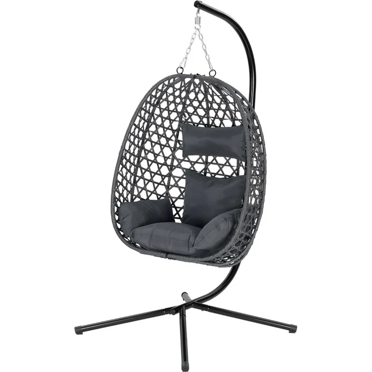 Hängesessel 105 x 105 x 195 cm aus Metall und PE-Rattan in Dunkelgrau, 1 Stück – Bild 6