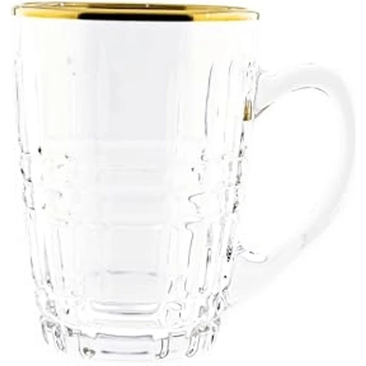 Sunay Teeglas 6er Gläser-Set mit Henkel 203 ml Transparent mit Muster – Bild 5