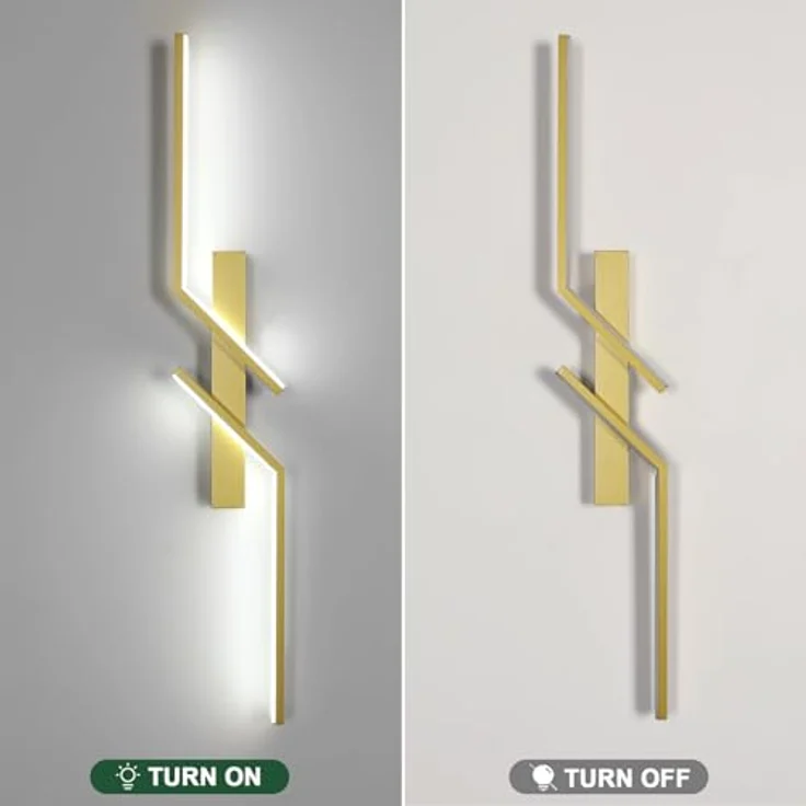 Goeco LED Wandleuchte Innen, 81CM 24W 2700LM LED Wandlampe Lang 2 Fimmige 6500K Kaltweißes Licht, Modern Wandlicht für Flur Treppenhaus Wohnzimmer Schlafzimmer, Gold – Bild 6