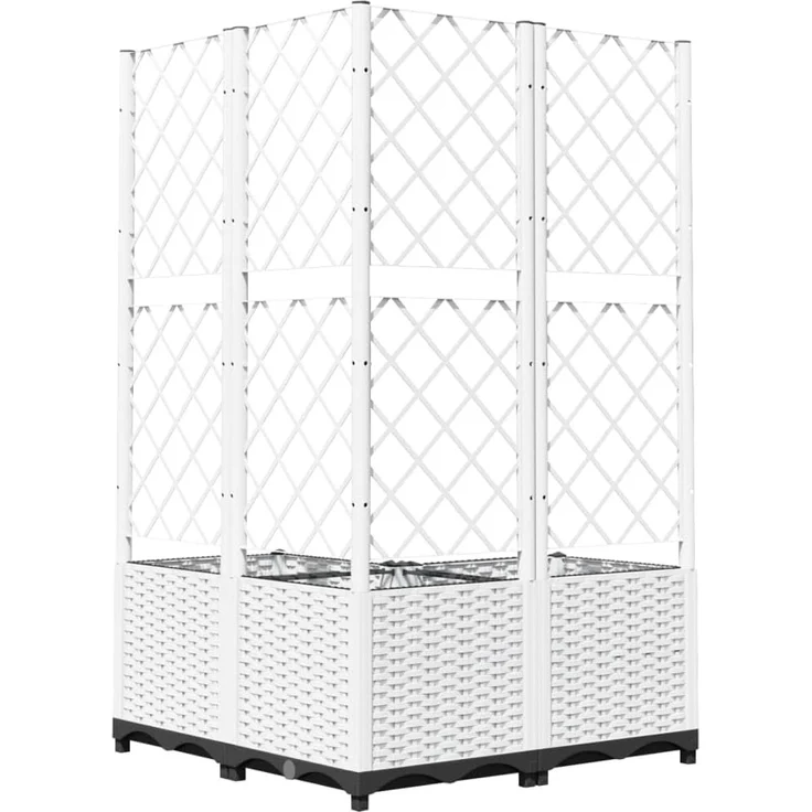 vidaXL Pflanzkübel mit Rankgitter Weiß 80x80x136 cm PP 153286 – Bild 6