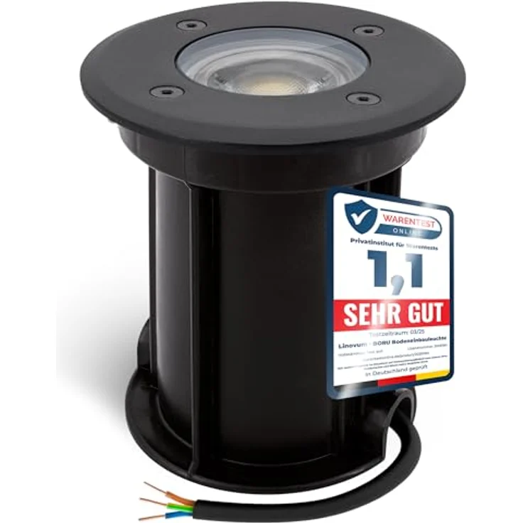 linovum LED Gartenstrahler BORU Bodeneinbaustrahler IP67 mit LED GU10 Lampe 2W warmweiss - Spot, Warmweiß – Bild 2