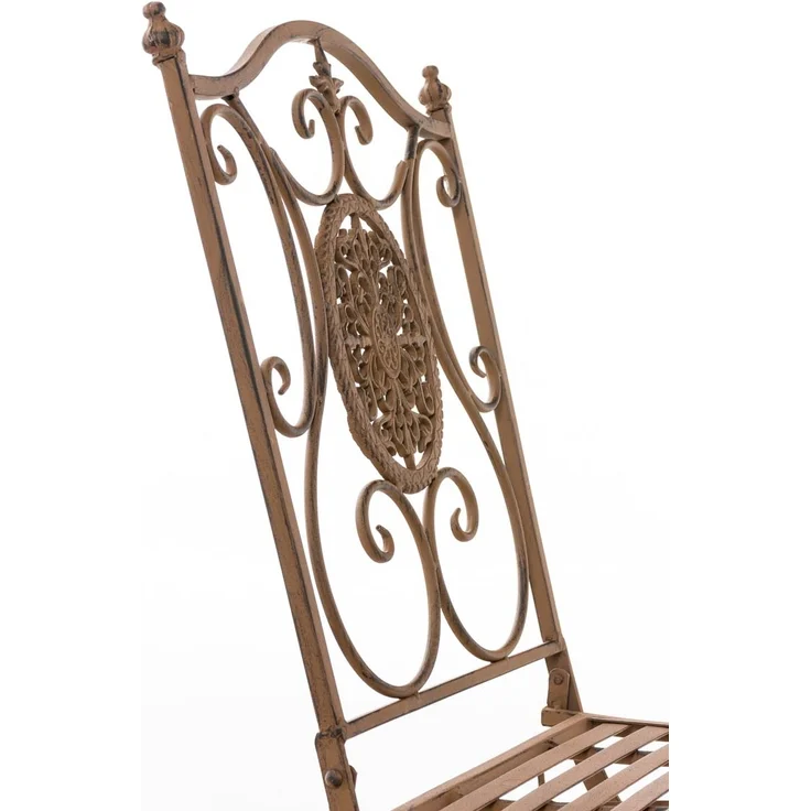 Outdoor Sitzgruppe RIZAR - Metall Antik braun 42x49x91.5 cm | Gartenmöbelset 2 Personen Metall Vintage Balkonmöbel Set Bistrotisch Terrassenmöbelset – Bild 3
