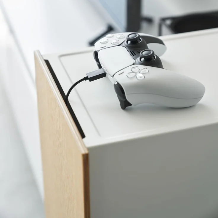 Yamazaki Beistellschrank Tower Schrank Metall für Spielekonsole für Wohnzimmer Büro zur Organisation von Konsolen, 2 ausziehbare Controllerhalter – Bild 11