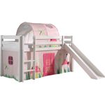 Vipack 'Pino' Halbhochbett weiß, inkl. Rutsche, Vorhang 'Spring' und Tunnel