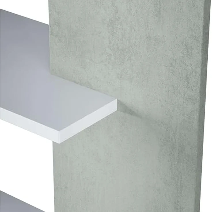 Habitdesign Alida, Regal mit 5 Regalböden, Bücherregal für Esszimmer, Wohnzimmer, Finish in Arktisweiß und Zementgrau, Maße: 180 cm (H) x 90 cm (B) x 25 cm (T) – Bild 7