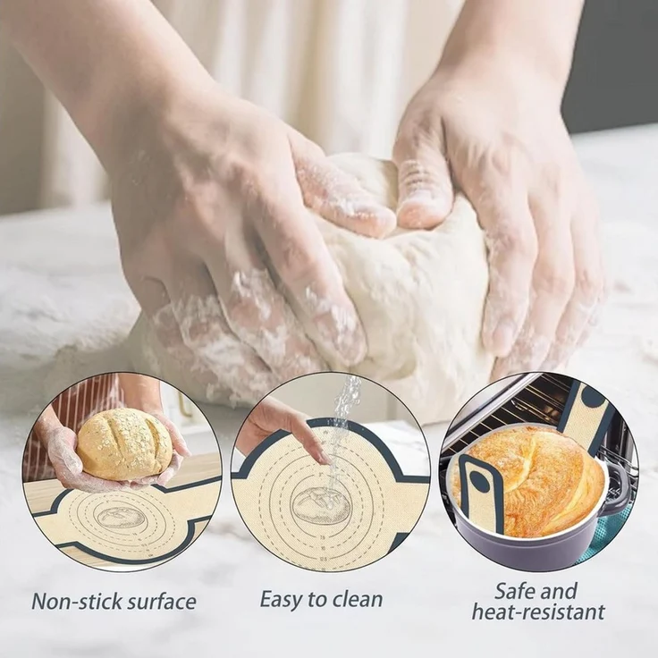 FELIXLEO Backmatte 2er-Set Silikon-Backmatte für Dutch Oven mit langen Griffen, (1-tlg) – Bild 2
