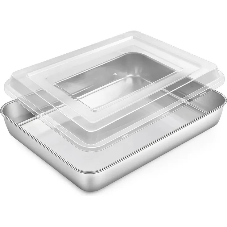 Homikit Edelstahl Backblech mit Luftdichtem Deckel 31,6x24,7x4,8cm