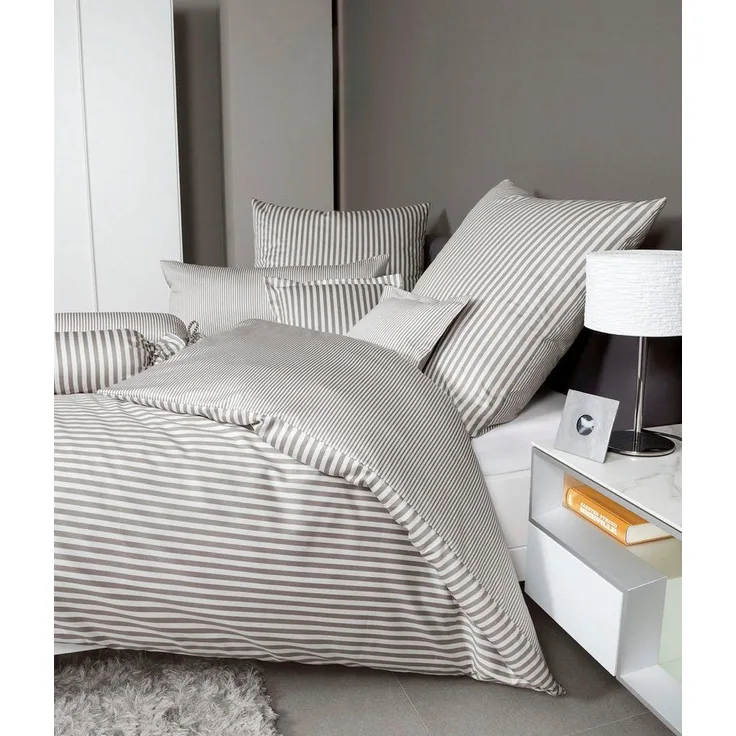 Mako-Satin-Bettwäsche Modernclassic 135 x 200 cm, Baumwolle, Naturmaterialien, Beige, Braun