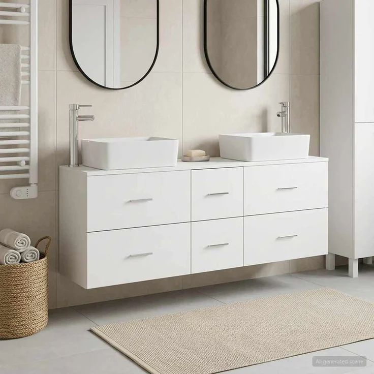 vidaXL Badezimmerschrank-Set 3 stk. Weiß 136 x 35 x 80 cm 3405859 – Bild 1