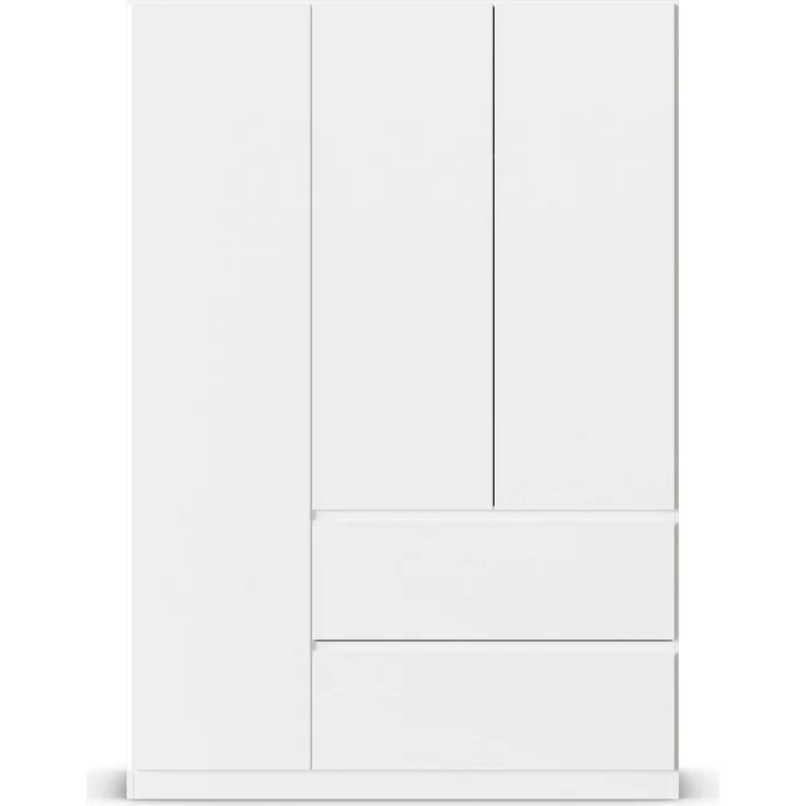 rauch Kleiderschrank, Drehtürenschrank COSTA, 3-türig, 2 Schubkästen, push-to-open, Alpinweiß, 136 x 197 x 54 cm – Bild 2