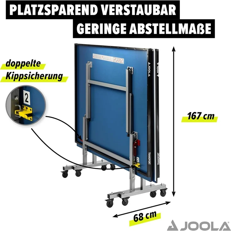 Joola Indoor-Tischtennisplatte "Transport", blau, 152,5 x 274 x 76 cm – Bild 5