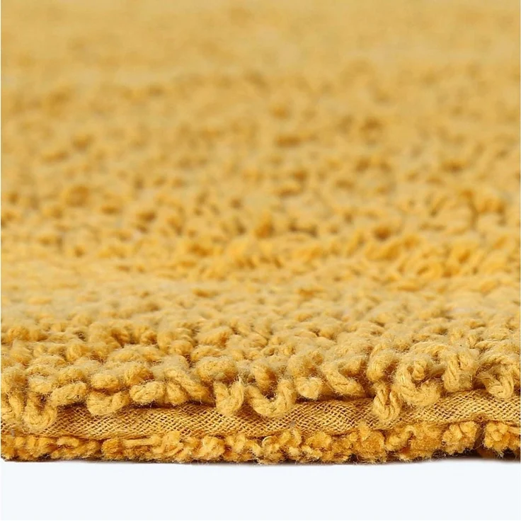 Homescapes Großer Badvorleger senfgelb, XXL Badematte 70x120 cm, Baumwoll-Badteppich Premium mit Wende-Design – Bild 4
