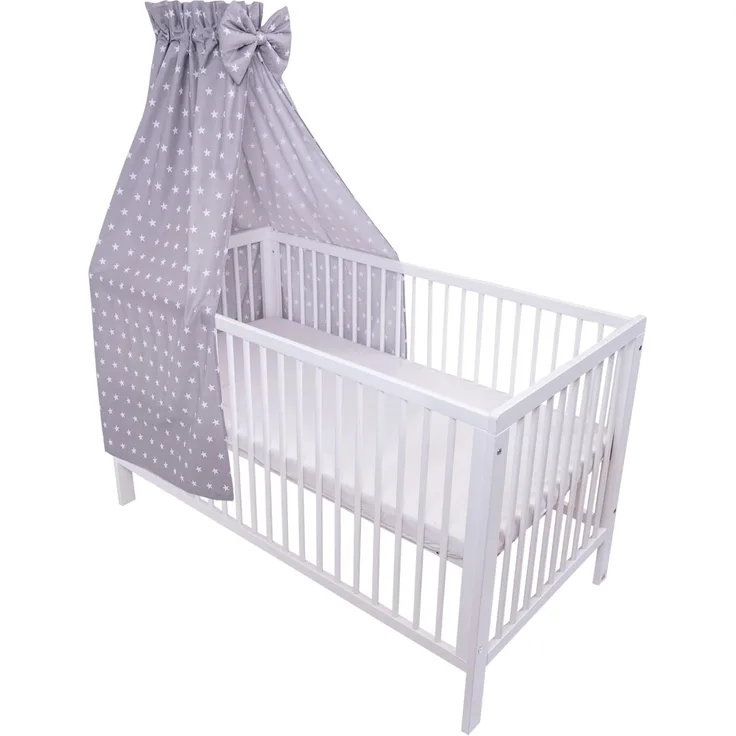 Amilian® Vollstoffhimmel Himmel mit Schleife Betthimmel Sternchen Grau (Vollstoffhimmel)