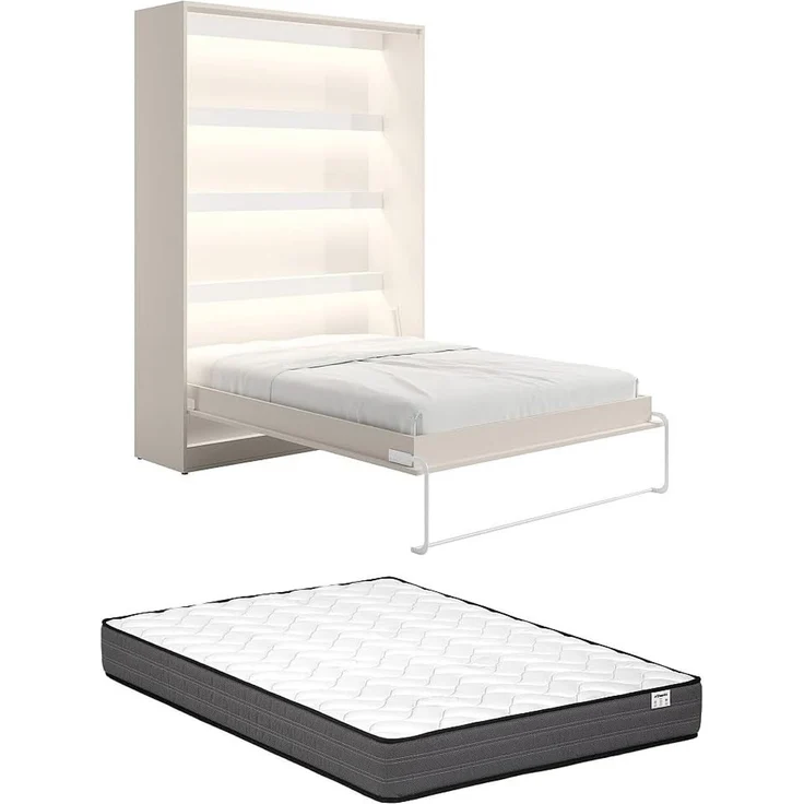 Vente-unique - RAPILI Bett Holz, Platte Beige - B 50 cm239,2 cm x H 225,2 cm x L 159 cm – Bild 1