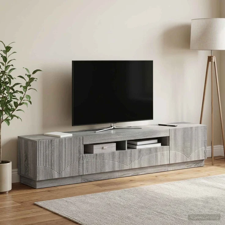 vidaXL LED-TV-Schrank HOORN 3 stk. Sonoma-Grau Holzwerkstoff 3416847 – Bild 1
