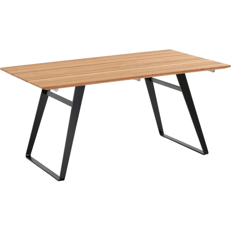 XXXL Gartentisch Anthrazit, Rechteckig, Massiv aus Teakholz und Metall, Wetterbeständig, 95x76x180 cm, U-Form