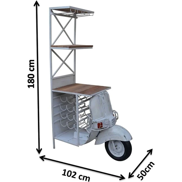 Kobolo Regal Weinregal SCOOTER aus Mango-Holz und Metall – Bild 3